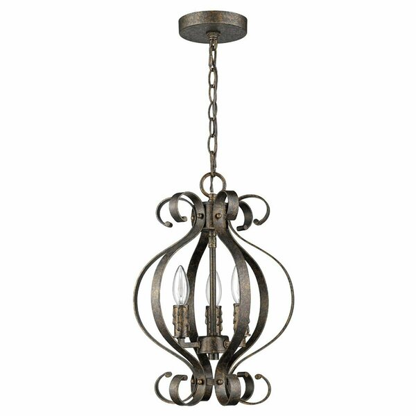 Homeroots 17 x 12 x 12 in. Lydia 3-Light Russet Chandelier with Melted Wax Tapers 398139
